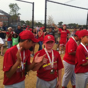 Cameron at the trophy ceremony.  League Champions!